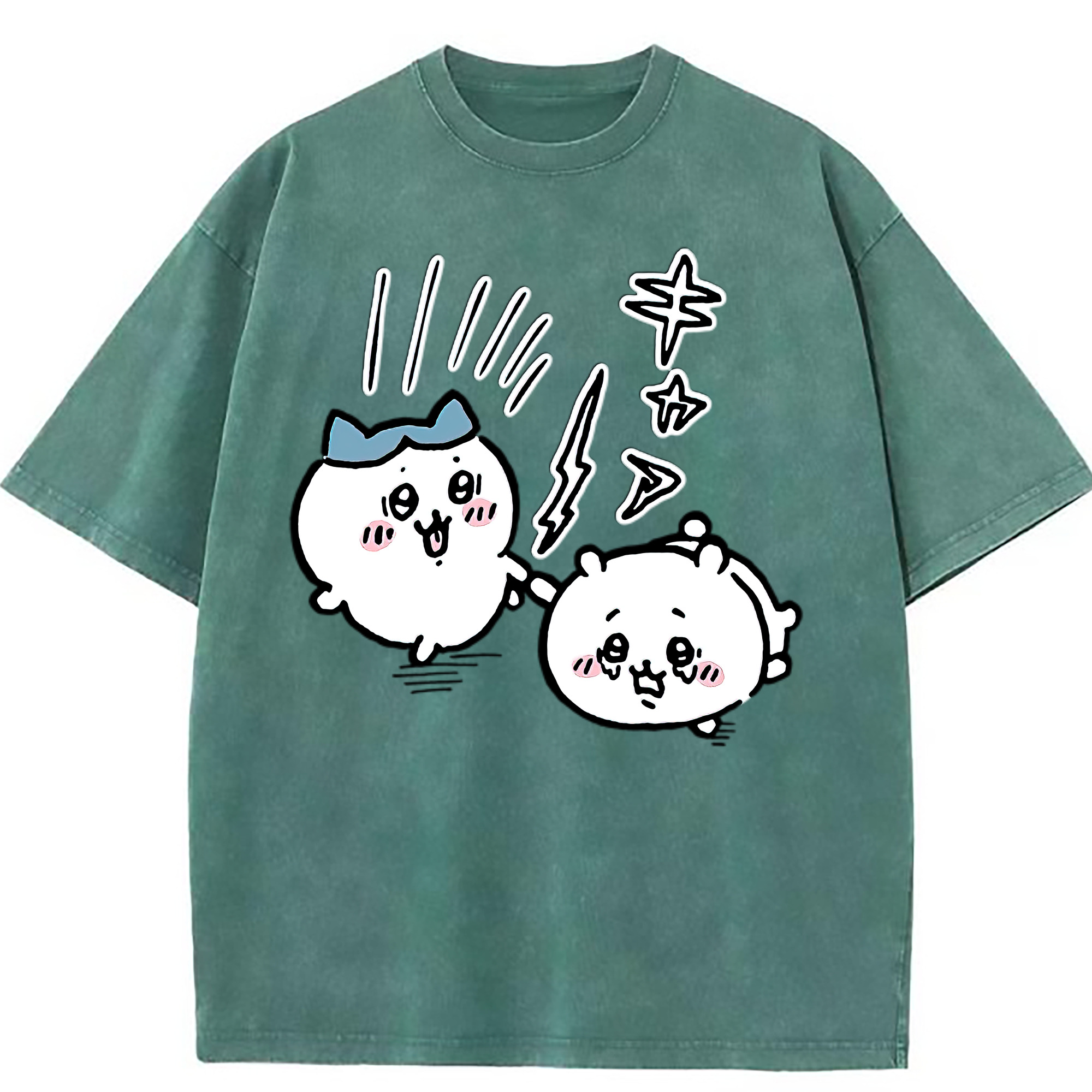 （画像用） ちいかわ ハチワレ Chii-kawa hachiware 綿100% ヴィンテージ風 半袖Tシャツ（フロントプリント）